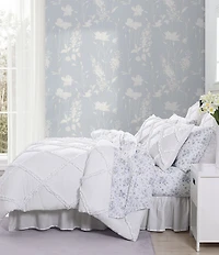 Laura Ashley Norah Solid Microfiber White Comforter Mini Set