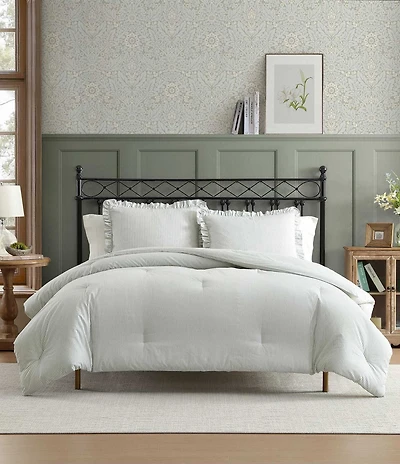 Laura Ashley Oxford Stripe Reversible Comforter Mini Set
