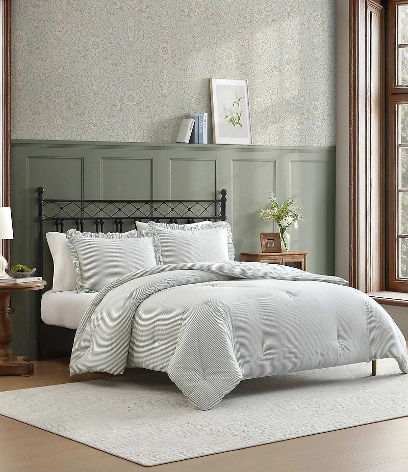 Laura Ashley Oxford Stripe Reversible Comforter Mini Set