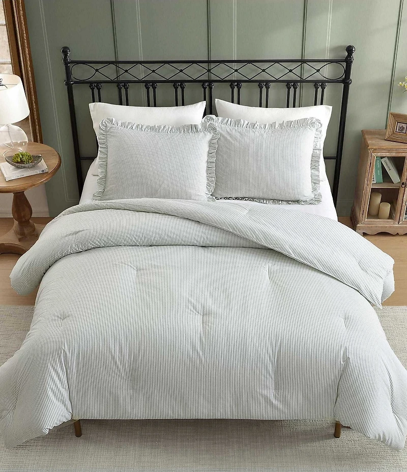 Laura Ashley Oxford Stripe Reversible Comforter Mini Set