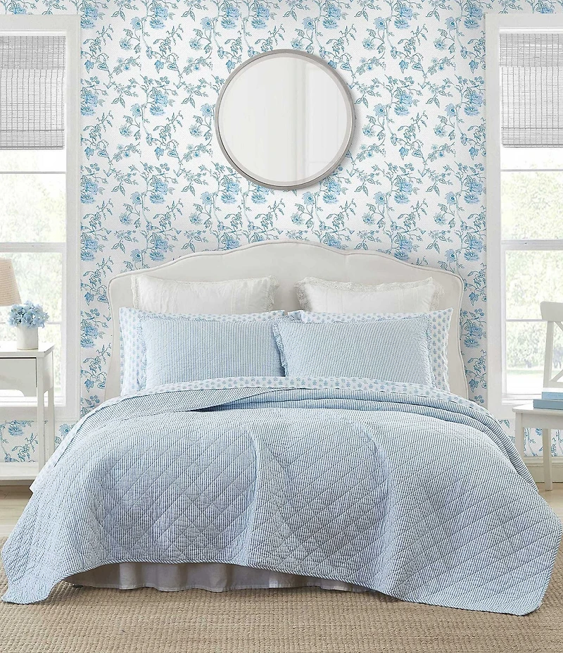 Laura Ashley Oxford Stripe Reversible Quilt Mini Set