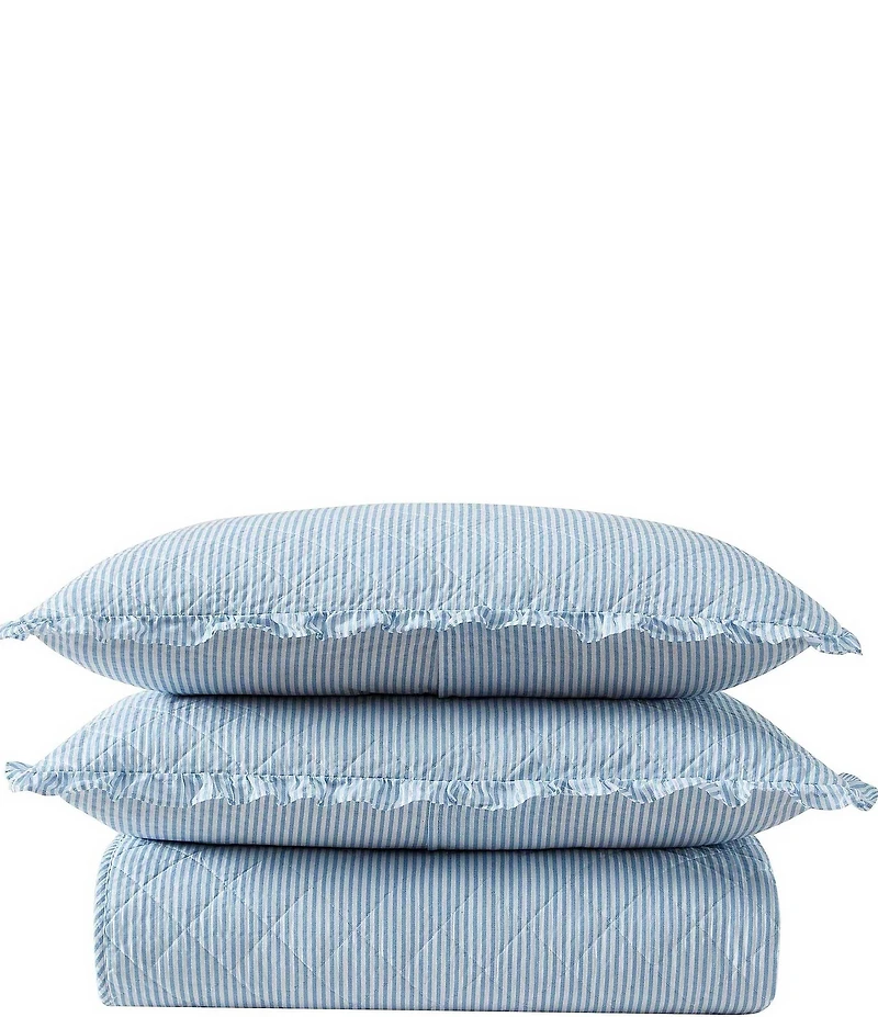 Laura Ashley Oxford Stripe Reversible Quilt Mini Set