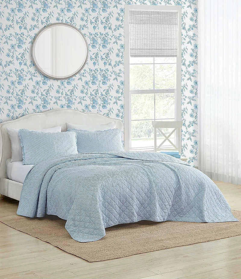 Laura Ashley Oxford Stripe Reversible Quilt Mini Set