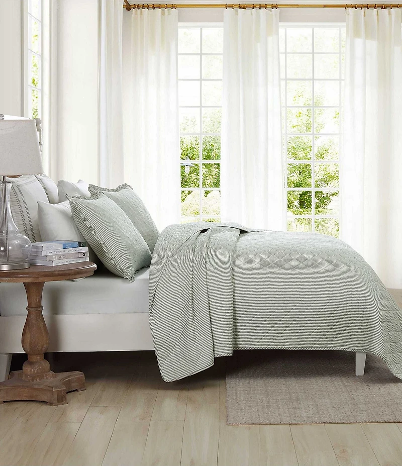Laura Ashley Oxford Stripe Reversible Quilt Mini Set