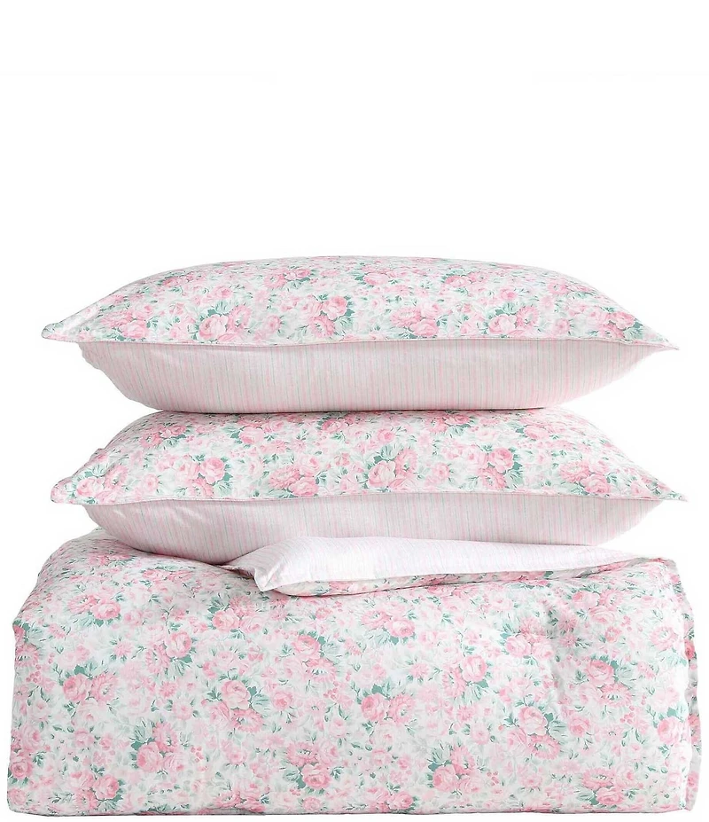 Laura Ashley Pamelas Posies Cotton Reversible Comforter & Sham Bonus Set