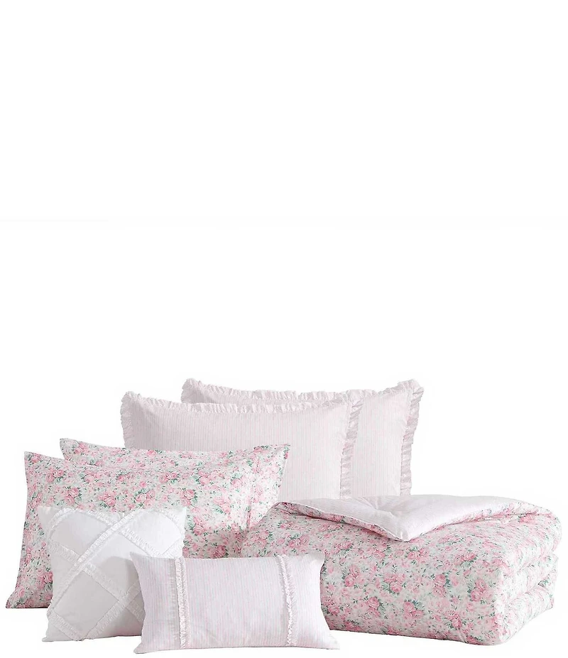 Laura Ashley Pamelas Posies Cotton Reversible Comforter & Sham Bonus Set