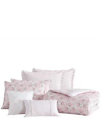 Laura Ashley Pamelas Posies Cotton Reversible Comforter & Sham Bonus Set
