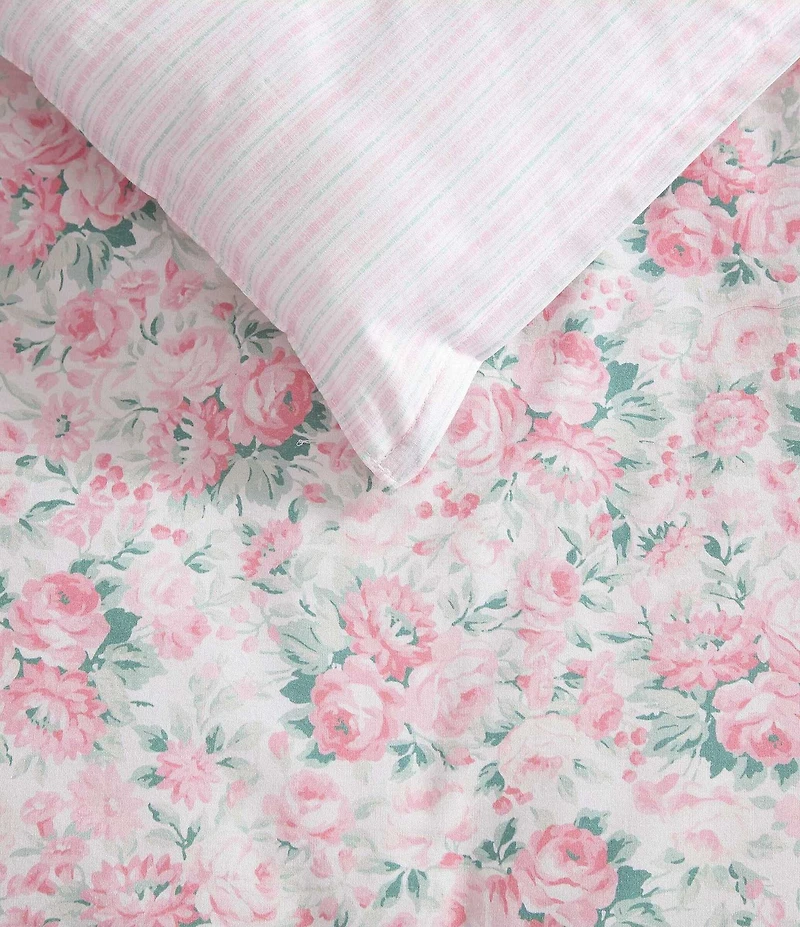 Laura Ashley Pamelas Posies Cotton Reversible Comforter & Sham Bonus Set