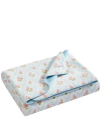 Laura Ashley Pinford Trellis Printed Plush Reversible Throw Blanket