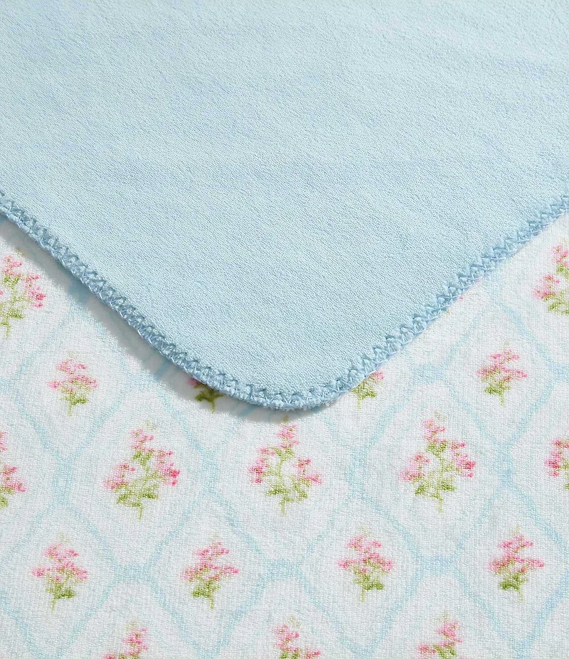 Laura Ashley Pinford Trellis Printed Plush Reversible Throw Blanket