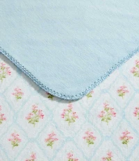 Laura Ashley Pinford Trellis Printed Plush Reversible Throw Blanket