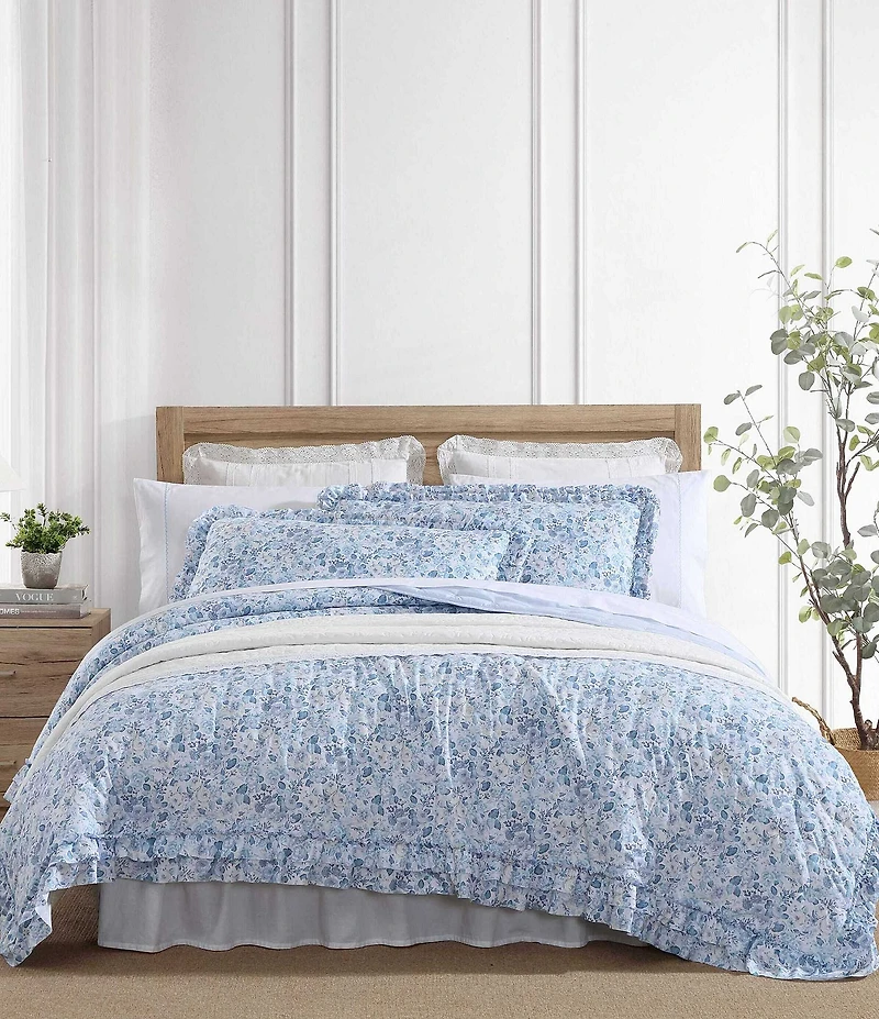 Laura Ashley Quartet Cashmere Blue Microfiber Quilt Mini Set