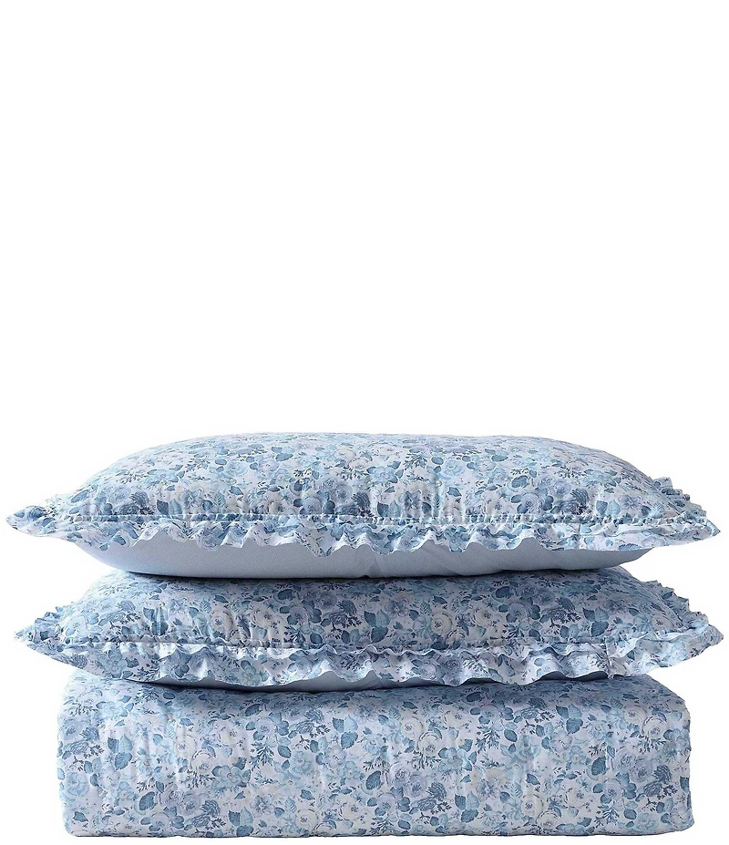 Laura Ashley Quartet Cashmere Blue Microfiber Quilt Mini Set