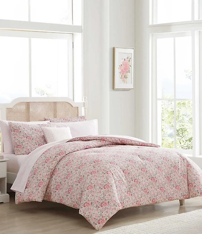 Laura Ashley Quartet Microfiber Reversible Pink Bed in a Bag Set