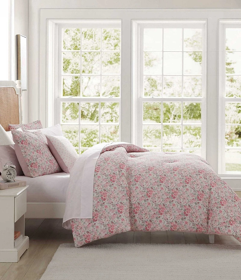 Laura Ashley Quartet Microfiber Reversible Pink Bed in a Bag Set