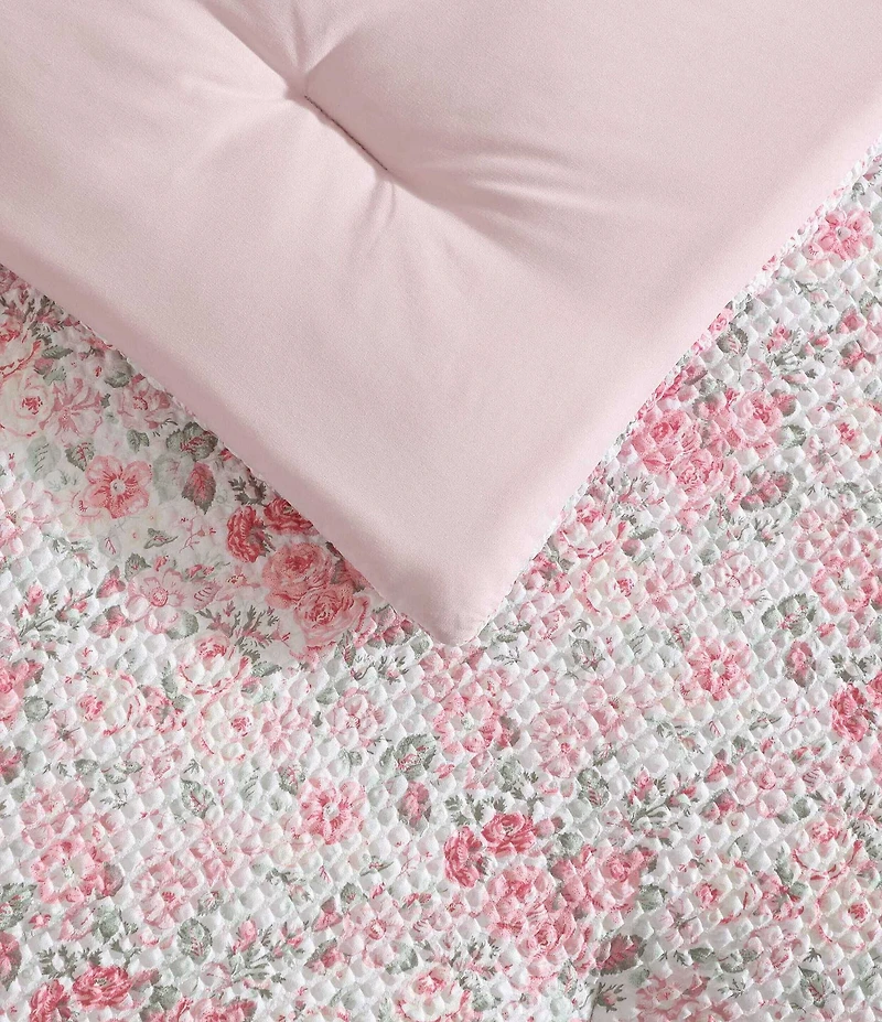 Laura Ashley Quartet Microfiber Reversible Pink Bed in a Bag Set