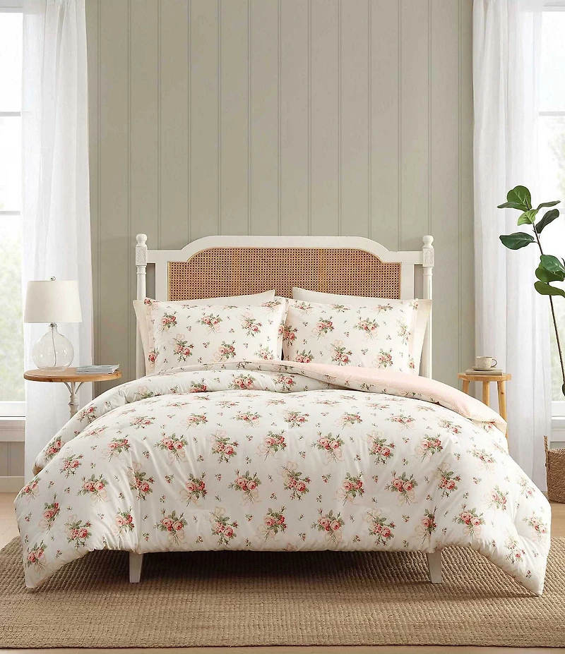 Laura Ashley Ribbon Bouquet Cotton Reversible Comforter Mini Set