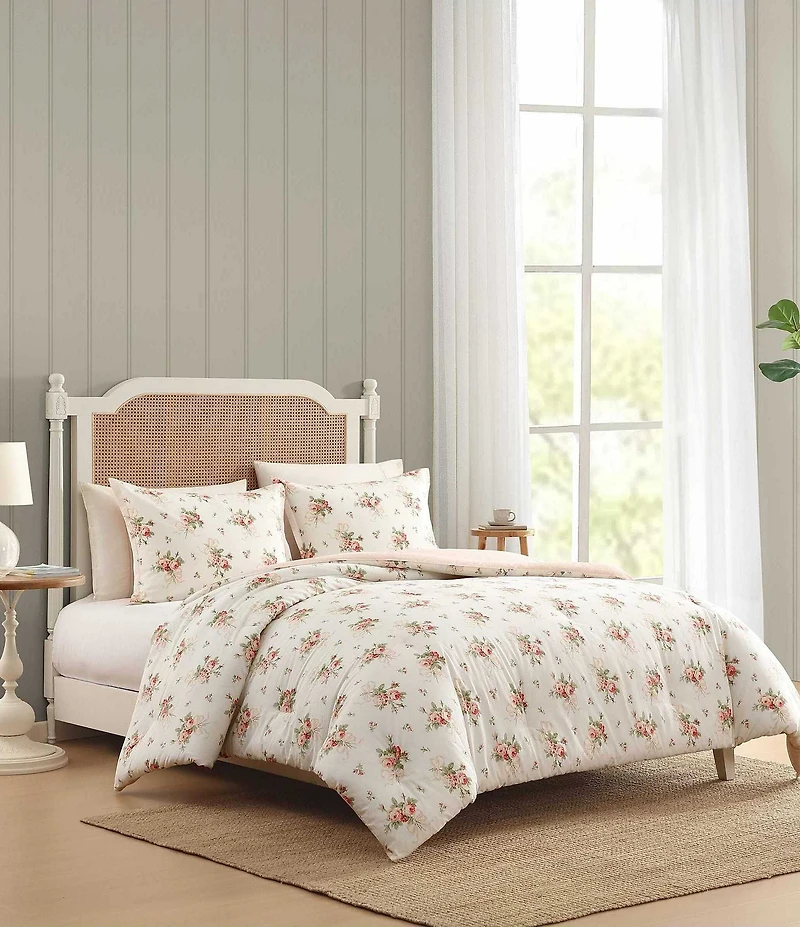 Laura Ashley Ribbon Bouquet Cotton Reversible Comforter Mini Set