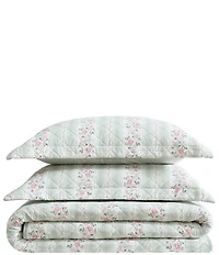Laura Ashley Rosebud Stripe Cotton Reversible Quilt Mini Set