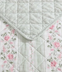 Laura Ashley Rosebud Stripe Cotton Reversible Quilt Mini Set