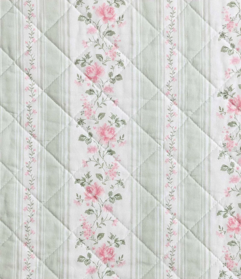 Laura Ashley Rosebud Stripe Cotton Reversible Quilt Mini Set