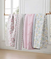 Laura Ashley Rosebud Stripe Cotton Reversible Quilt Mini Set