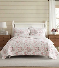 Laura Ashley Rosemoore Floral Print Cotton Reversible Quilt Mini Set