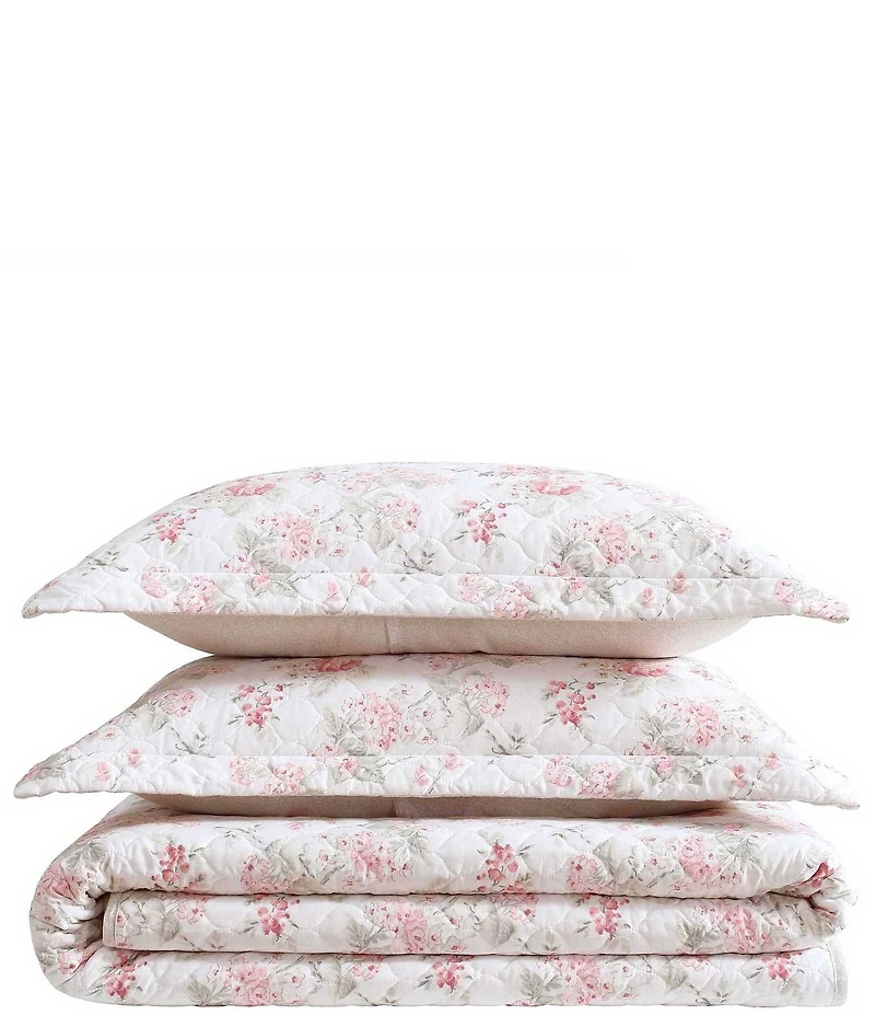 Laura Ashley Rosemoore Floral Print Cotton Reversible Quilt Mini Set