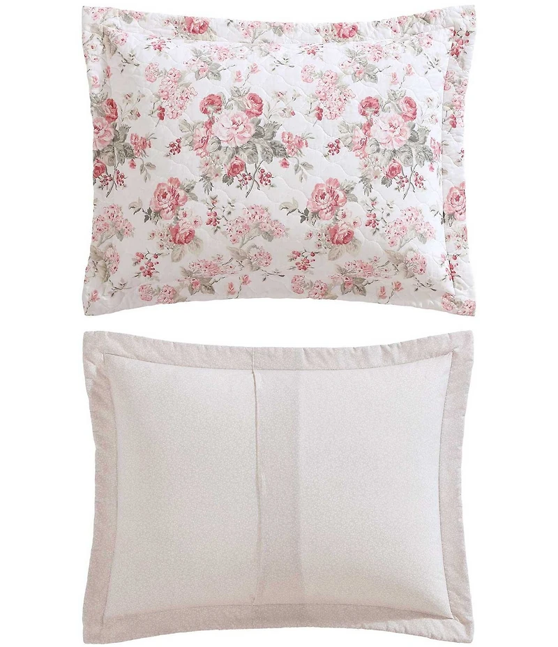 Laura Ashley Rosemoore Floral Print Cotton Reversible Quilt Mini Set