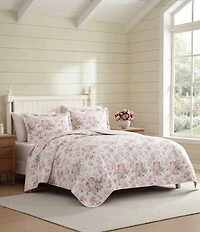 Laura Ashley Rosemoore Floral Print Cotton Reversible Quilt Mini Set