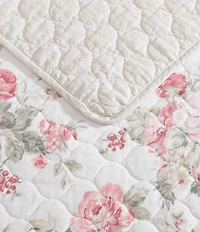 Laura Ashley Rosemoore Floral Print Cotton Reversible Quilt Mini Set