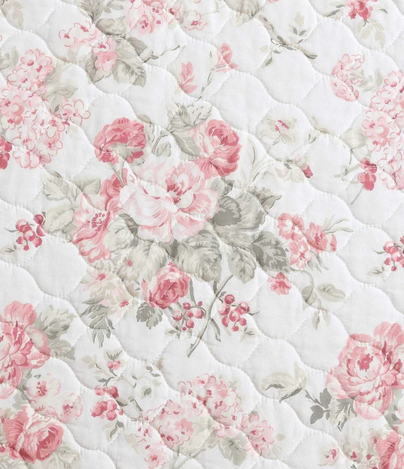 Laura Ashley Rosemoore Floral Print Cotton Reversible Quilt Mini Set