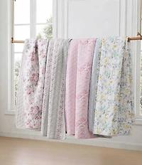 Laura Ashley Rosemoore Floral Print Cotton Reversible Quilt Mini Set