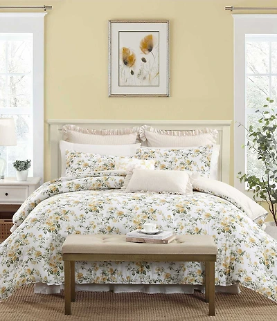 Laura Ashley Roses Cotton Reversible Comforter Bonus Set