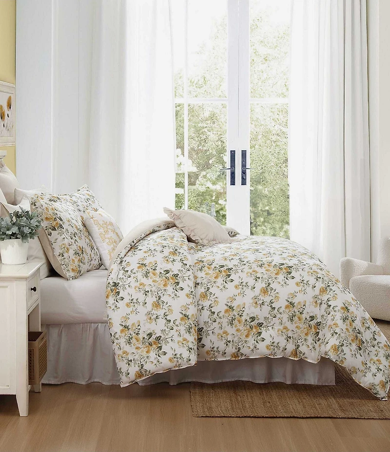 Laura Ashley Roses Cotton Reversible Comforter Bonus Set