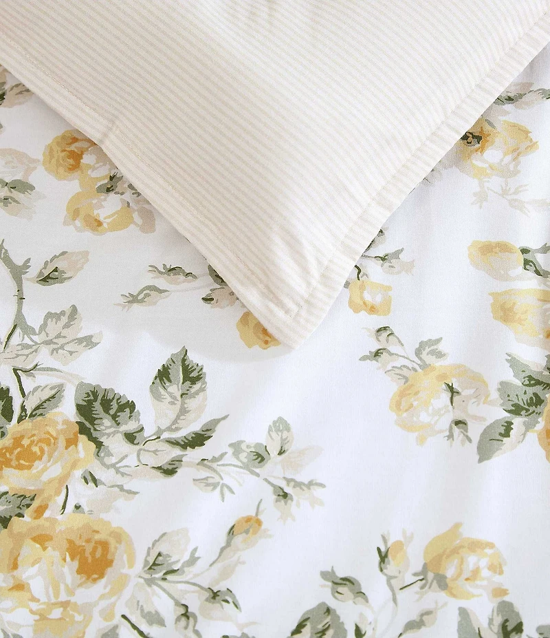 Laura Ashley Roses Cotton Reversible Comforter Bonus Set