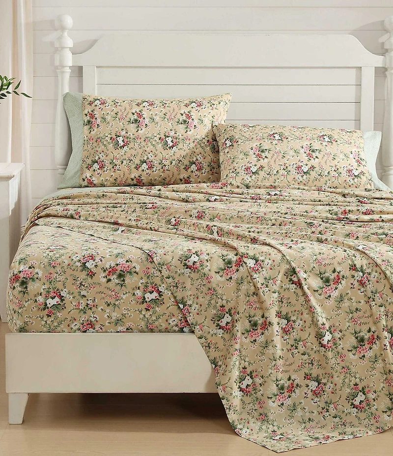 Laura Ashley Serene Dream Floral Print Cotton Percale Sheet Set