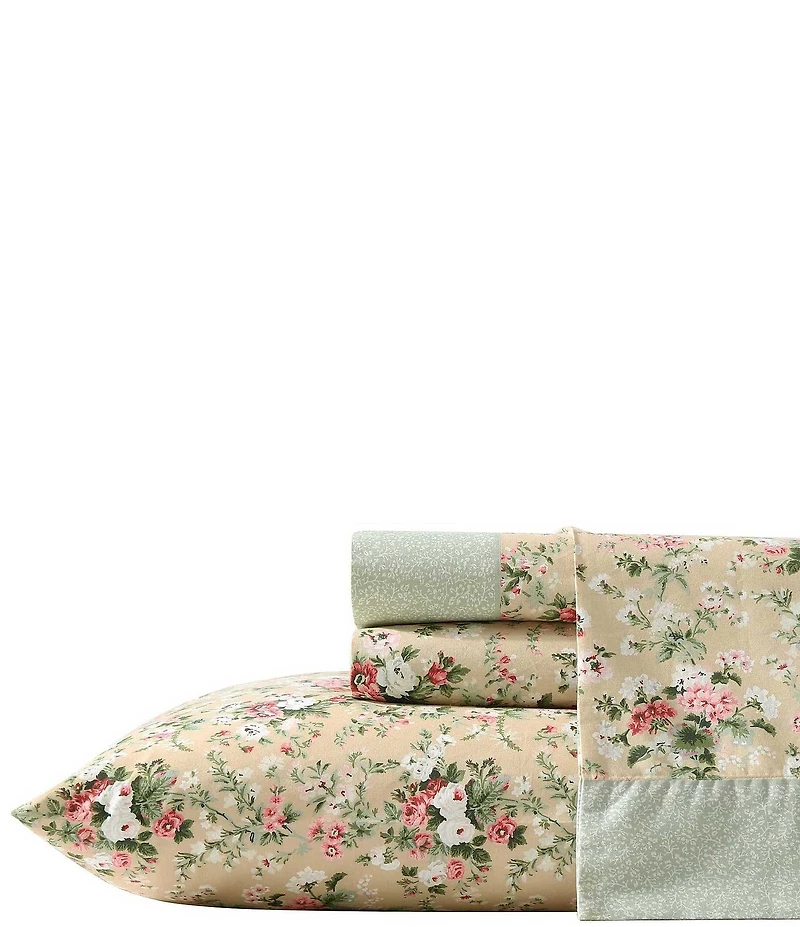 Laura Ashley Serene Dream Floral Print Cotton Percale Sheet Set
