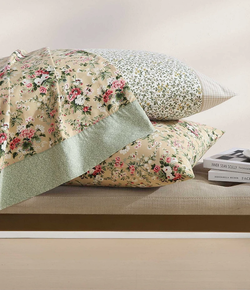 Laura Ashley Serene Dream Floral Print Cotton Percale Sheet Set
