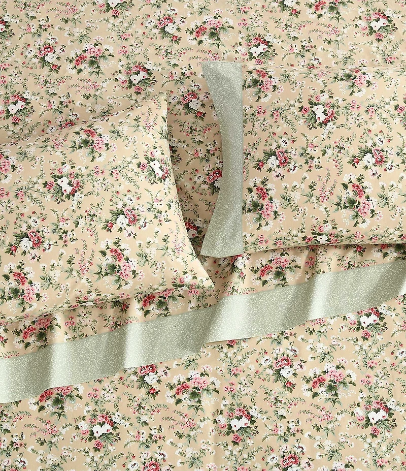 Laura Ashley Serene Dream Floral Print Cotton Percale Sheet Set