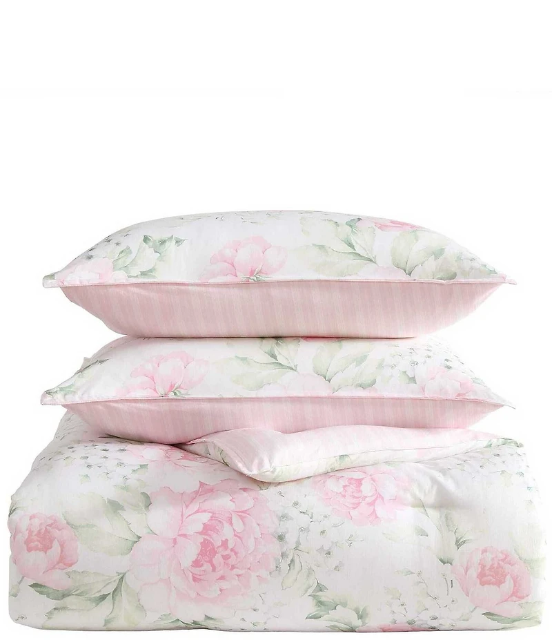 Laura Ashley Serenity Roses Cotton Reversible Comforter & Sham Bonus Set