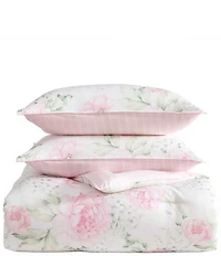 Laura Ashley Serenity Roses Cotton Reversible Comforter & Sham Bonus Set