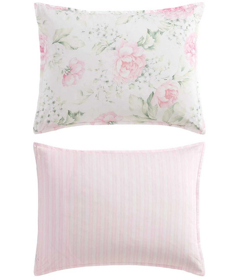 Laura Ashley Serenity Roses Cotton Reversible Comforter & Sham Bonus Set
