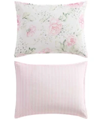 Laura Ashley Serenity Roses Cotton Reversible Comforter & Sham Bonus Set
