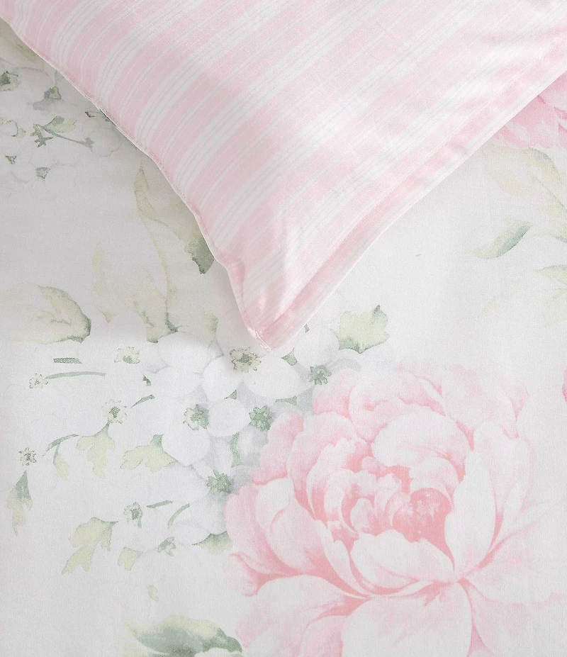 Laura Ashley Serenity Roses Cotton Reversible Comforter & Sham Bonus Set