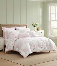 Laura Ashley Serenity Roses Cotton Reversible Comforter & Sham Bonus Set