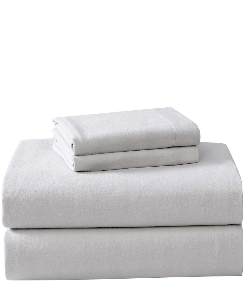 Laura Ashley Solid Cotton Flannel Sheet Set