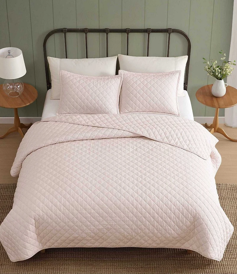 Laura Ashley Tessas Ticking Stripe Cotton Reversible Quilt Mini Set
