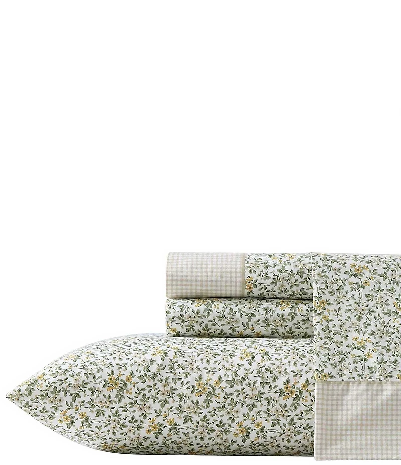 Laura Ashley Tierney Floral Cotton Percale Sheet Set