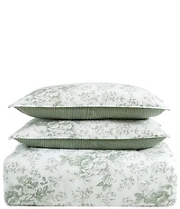 Laura Ashley Toile Delight Cotton Floral Reversible Bonus Comforter Set